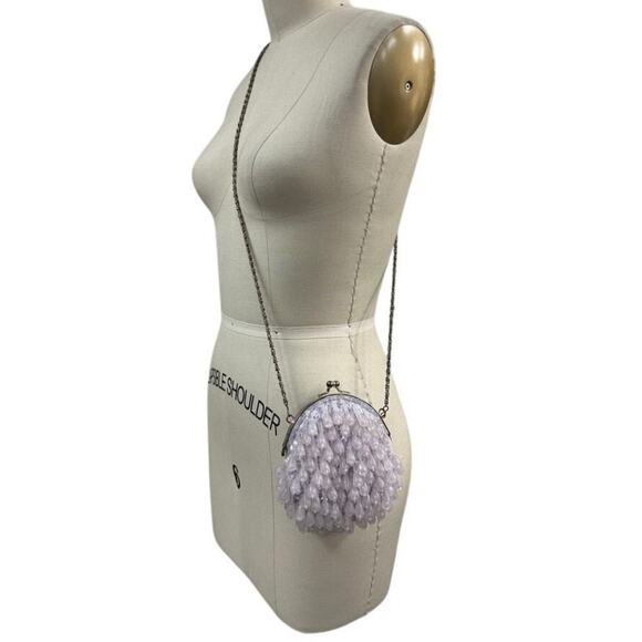 VTG 80s La Regale Ltd Pale Purple Teardrop Fringe Silver Convertible Purse - Picture 1 of 6